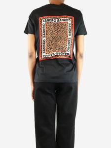 Sandro Black embroidered patch t-shirt - size UK 6