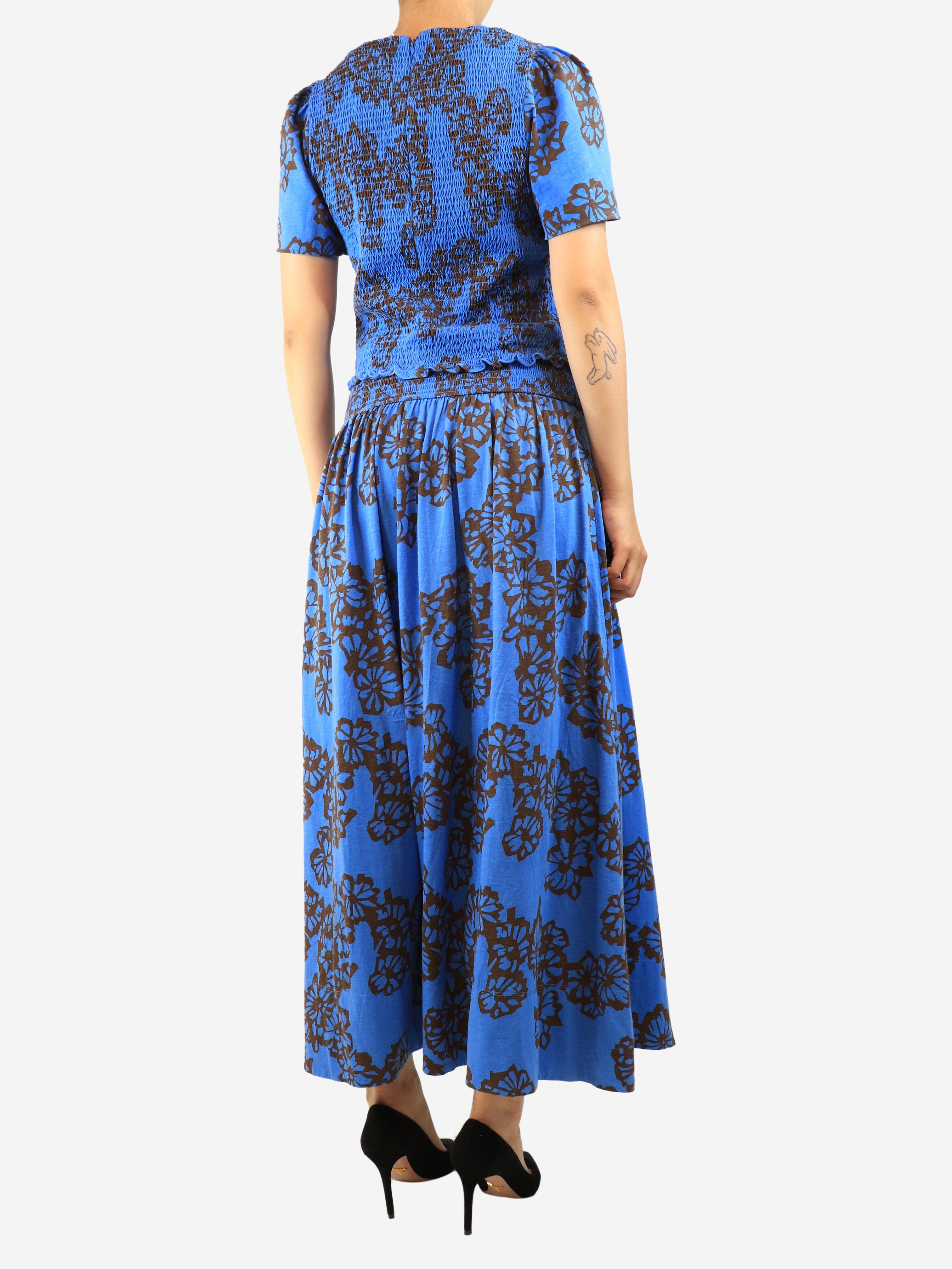 Blue printed top and skirt two piece set - size UK 14 Sets ME+EM 