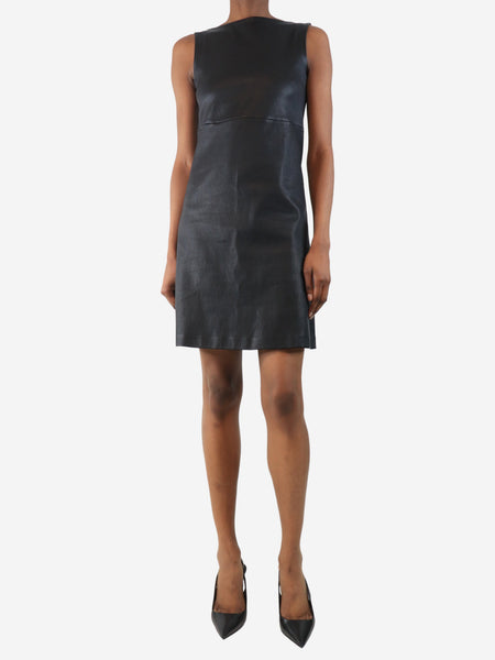 Black sleeveless leather mini dress - size UK 6 product image