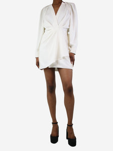 Iro Cream plunge neck draped mini dress - size UK 6