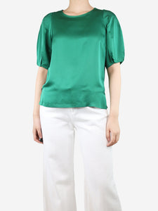 Dries Van Noten Green short-sleeved satin top - size UK 8