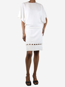 Chloe White short-sleeved cutout mini dress - size UK 6