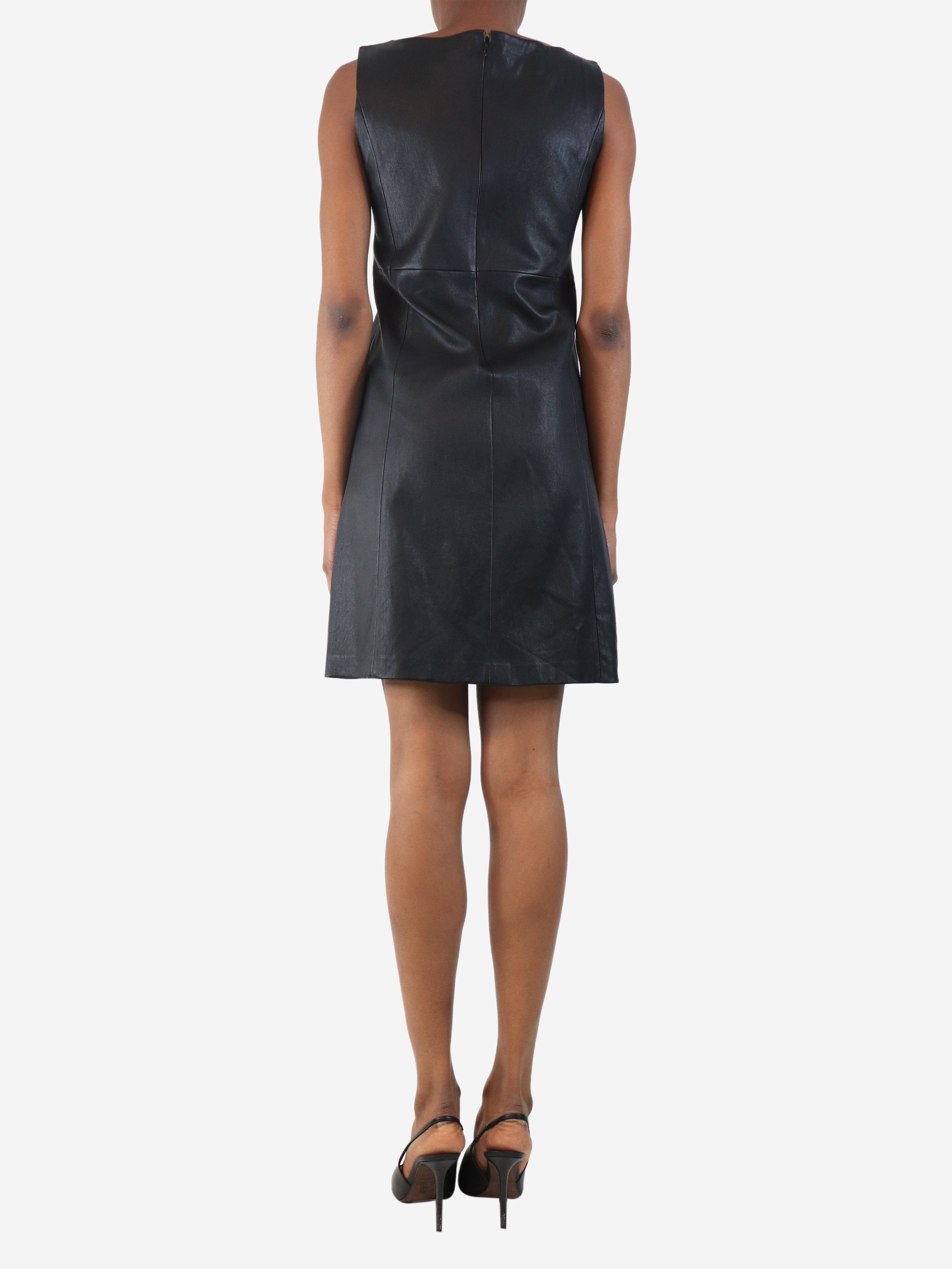 Black sleeveless leather mini dress - size UK 6 Dresses Prada 