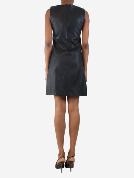 Black sleeveless leather mini dress - size UK 6 alternate image