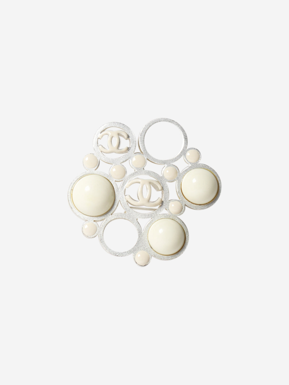 Cream and silver Coco Mark 03A Brooch Brooches Chanel 