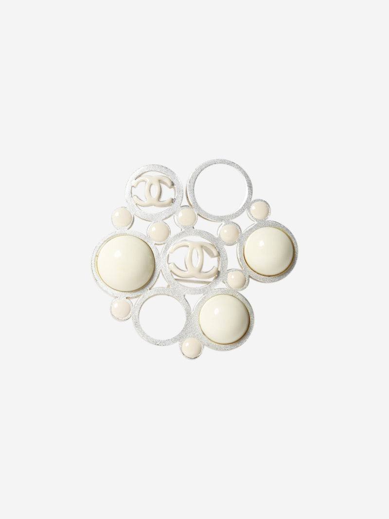 Cream and silver Coco Mark 03A Brooch Brooches Chanel 