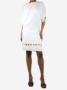 Chloe White short-sleeved cutout mini dress - size UK 6