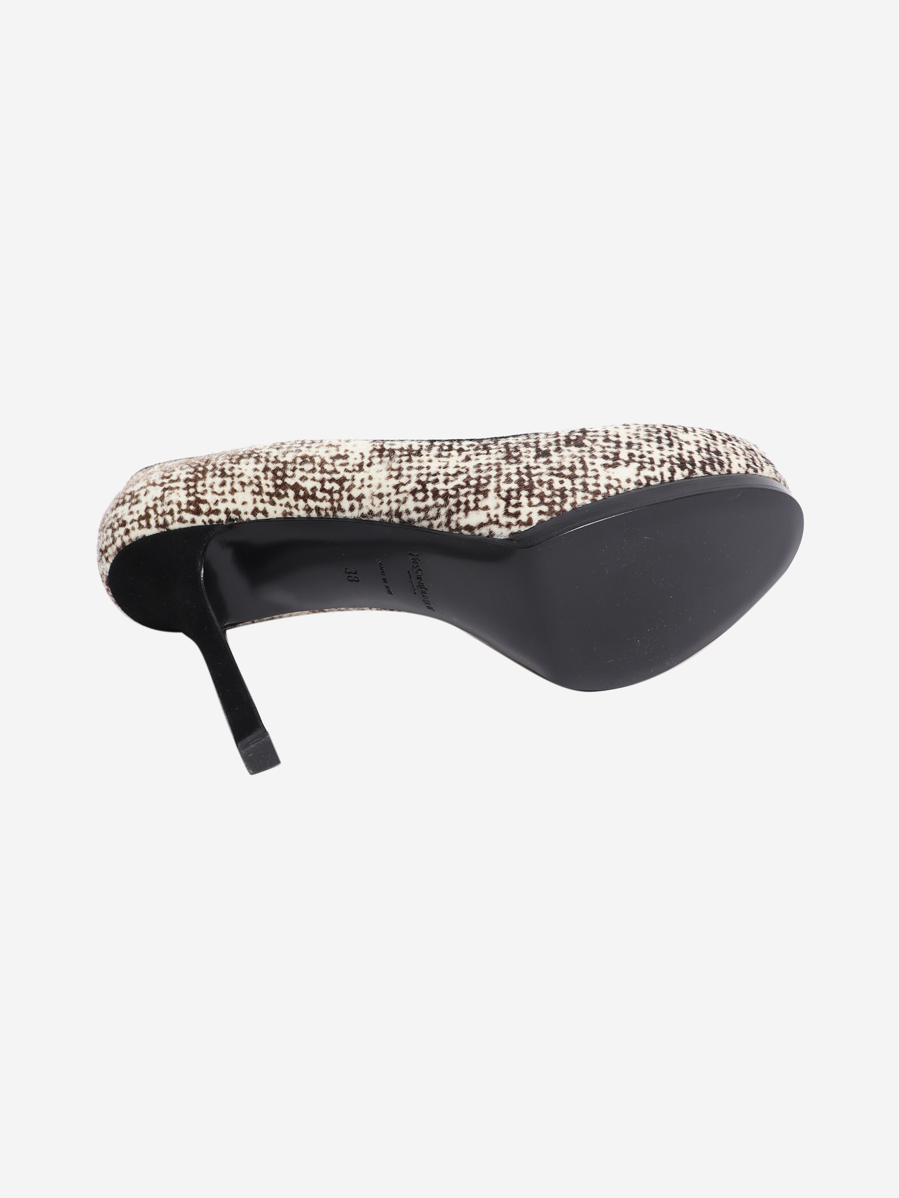 Brown pony hair platform heels - size EU 38 (UK 5)