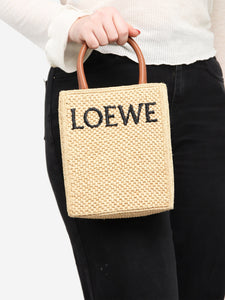 Loewe Neutral small raffia logo bag