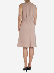 Max Mara Neutral sleeveless gathered midi dress - size UK 14