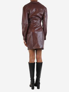 Nanushka Brown faux-leather twisted mini dress - size XXS