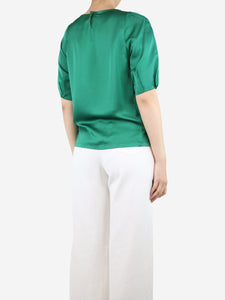 Dries Van Noten Green short-sleeved satin top - size UK 8