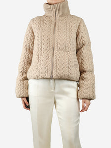 Varley Beige Reggie cable knit puffer - size S