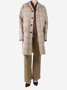 Marni Brown check car coat - size UK 10