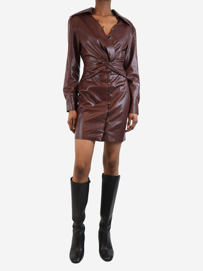 Brown faux-leather twisted mini dress - size XXS Dresses Nanushka 