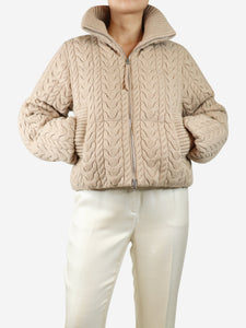 Varley Beige Reggie cable knit puffer - size S