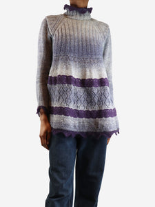 Jean Paul Gaultier Purple mohair-blend striped jumper - size XS