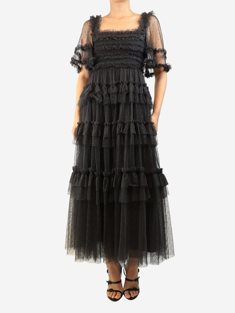 Black tiered tulle dress - size UK 8 Dresses Needle & Thread 