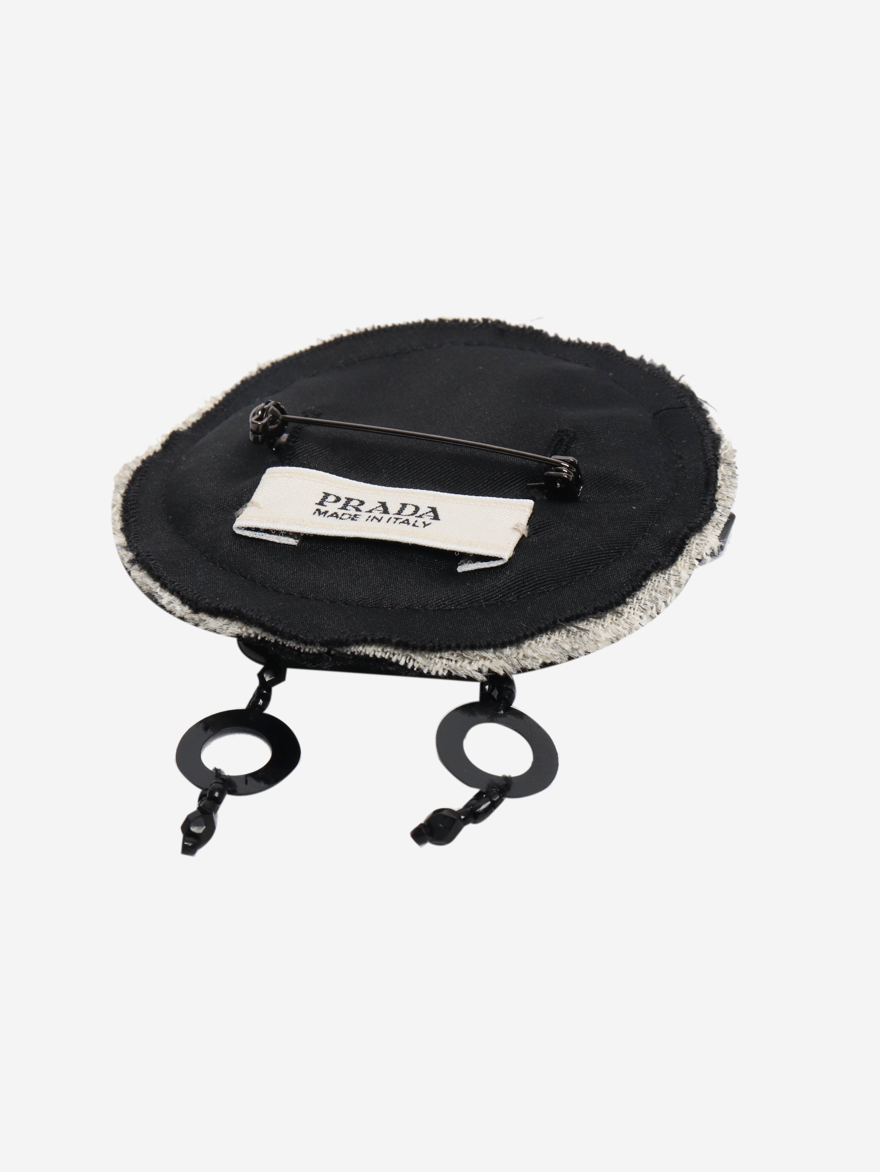 Black beaded brooch Accessories Prada 