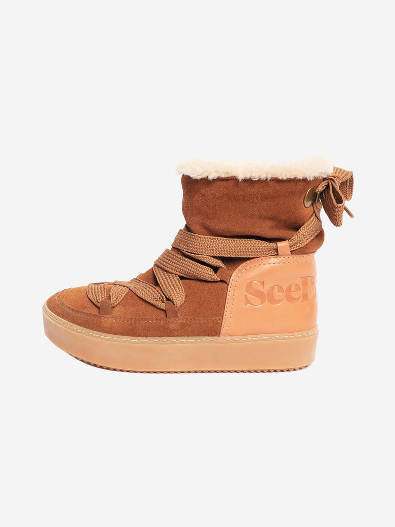 Brown shearling winter boots - size EU 39 (UK 6) Boots Chloe 