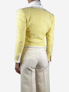 Alessandra Rich Yellow cropped tweed jacket - size UK 10