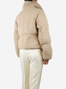 Varley Beige Reggie cable knit puffer - size S