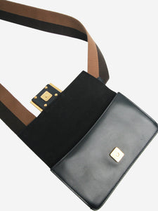 Fendi Black Flat Baguette mini crossbody bag