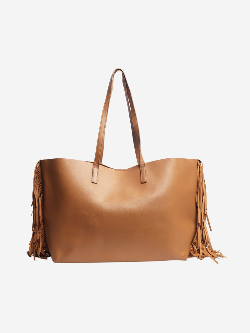 Brown fringed leather tote bag Tote Bags Saint Laurent 