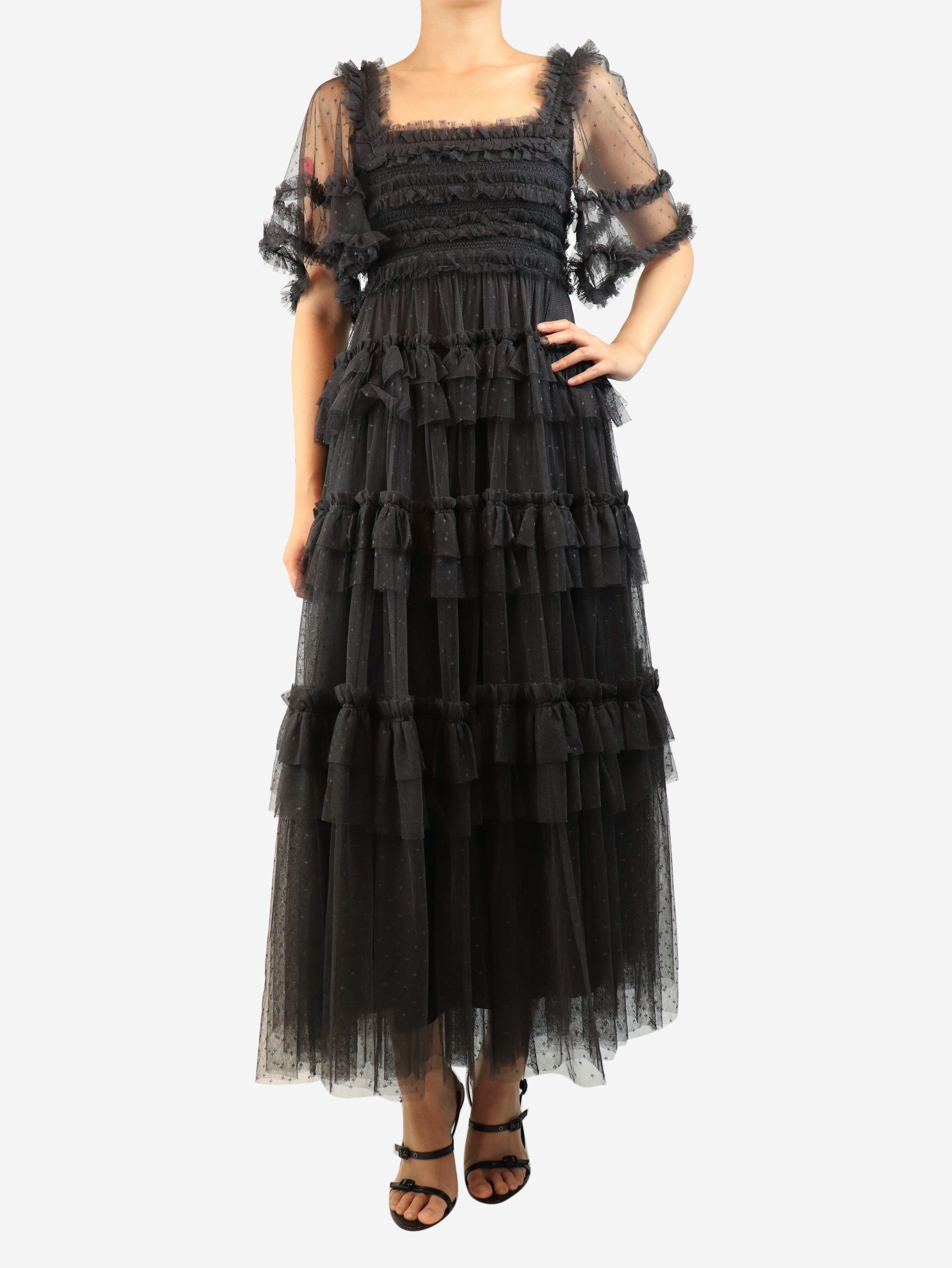Black tiered tulle dress - size UK 8 Dresses Needle & Thread 