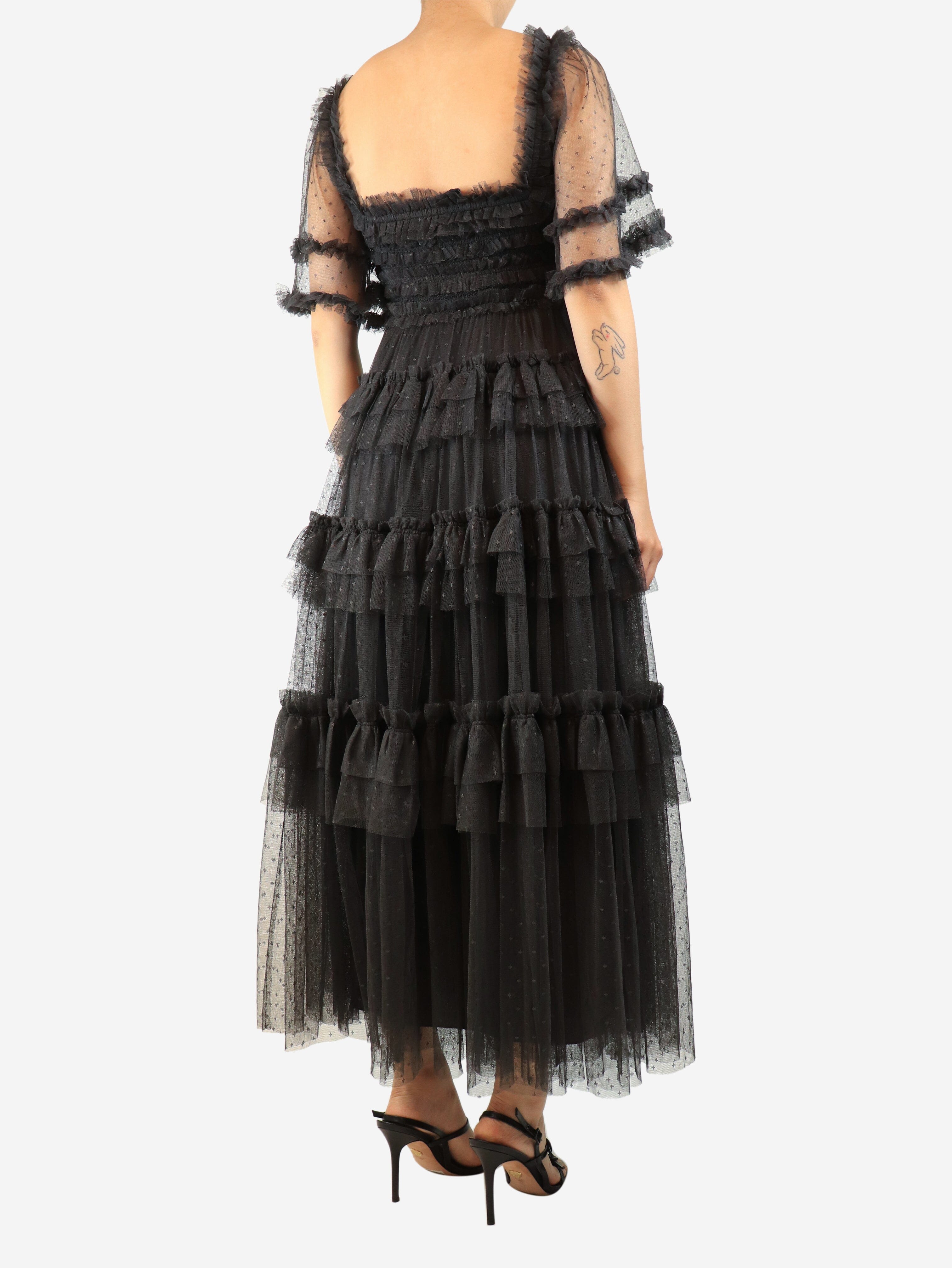 Black tiered tulle dress - size UK 8 Dresses Needle & Thread 