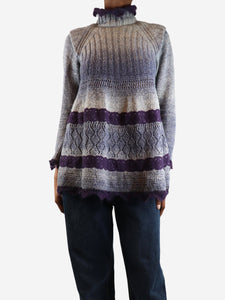 Jean Paul Gaultier Purple mohair-blend striped jumper - size XS