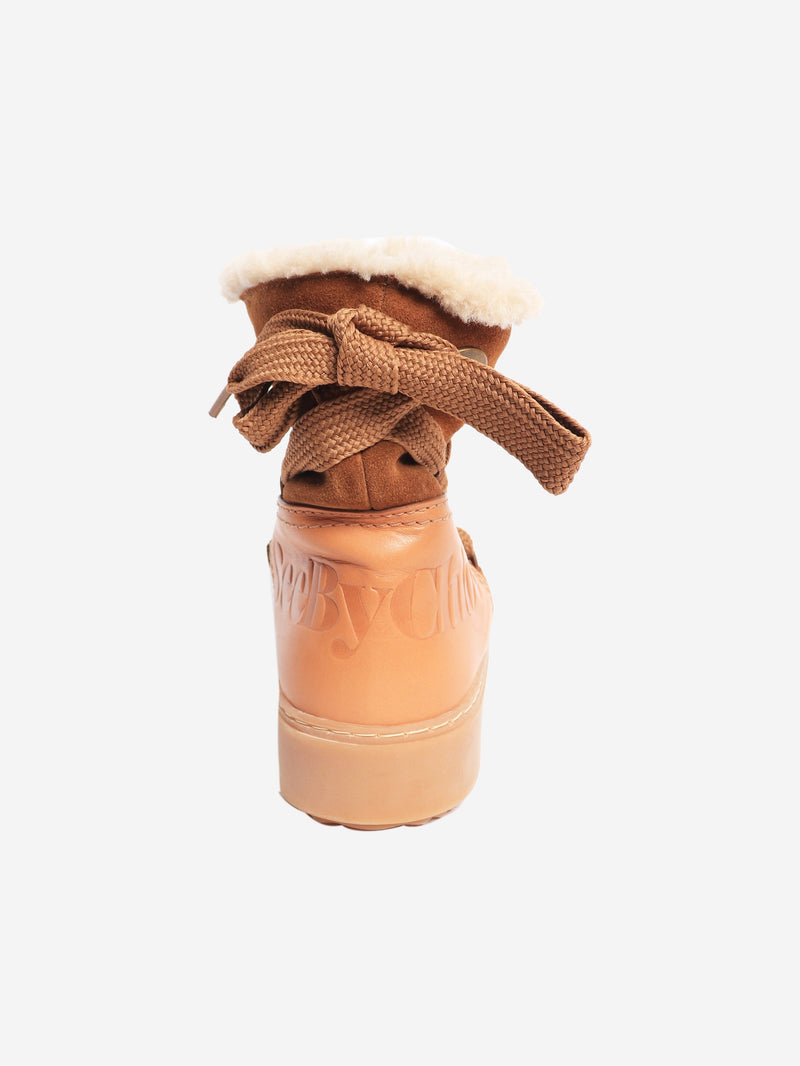 Brown shearling winter boots - size EU 39 (UK 6) Boots Chloe 