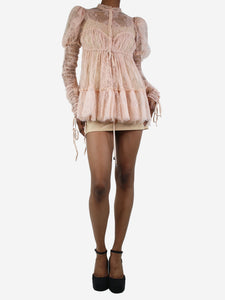 Alexander McQueen Pink lace mini dress - size UK 6