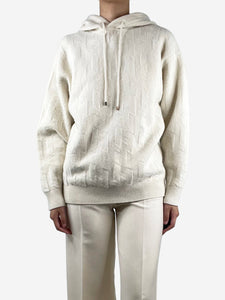 Hermes Cream textured wool hoodie - size UK 8