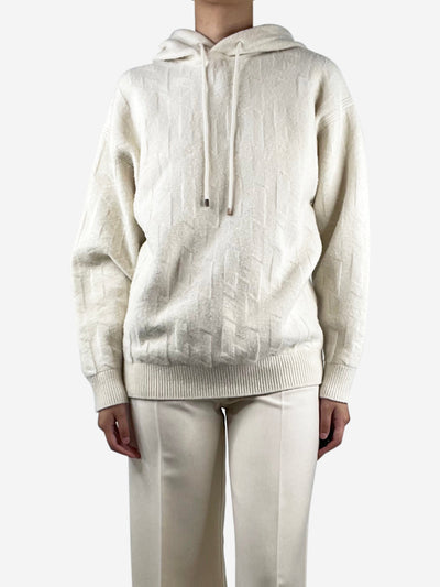 Cream textured wool hoodie - size UK 8 Knitwear Hermes 