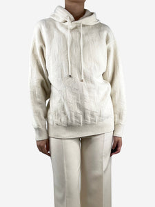 Hermes Cream textured wool hoodie - size UK 8