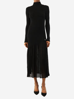 Black wool midi dress - size UK 6