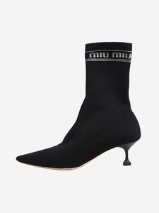 Miu Miu Black stretch-knit ankle boots - size EU 37.5