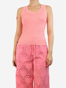 Kujten Pink ribbed knit tank top - size UK 8