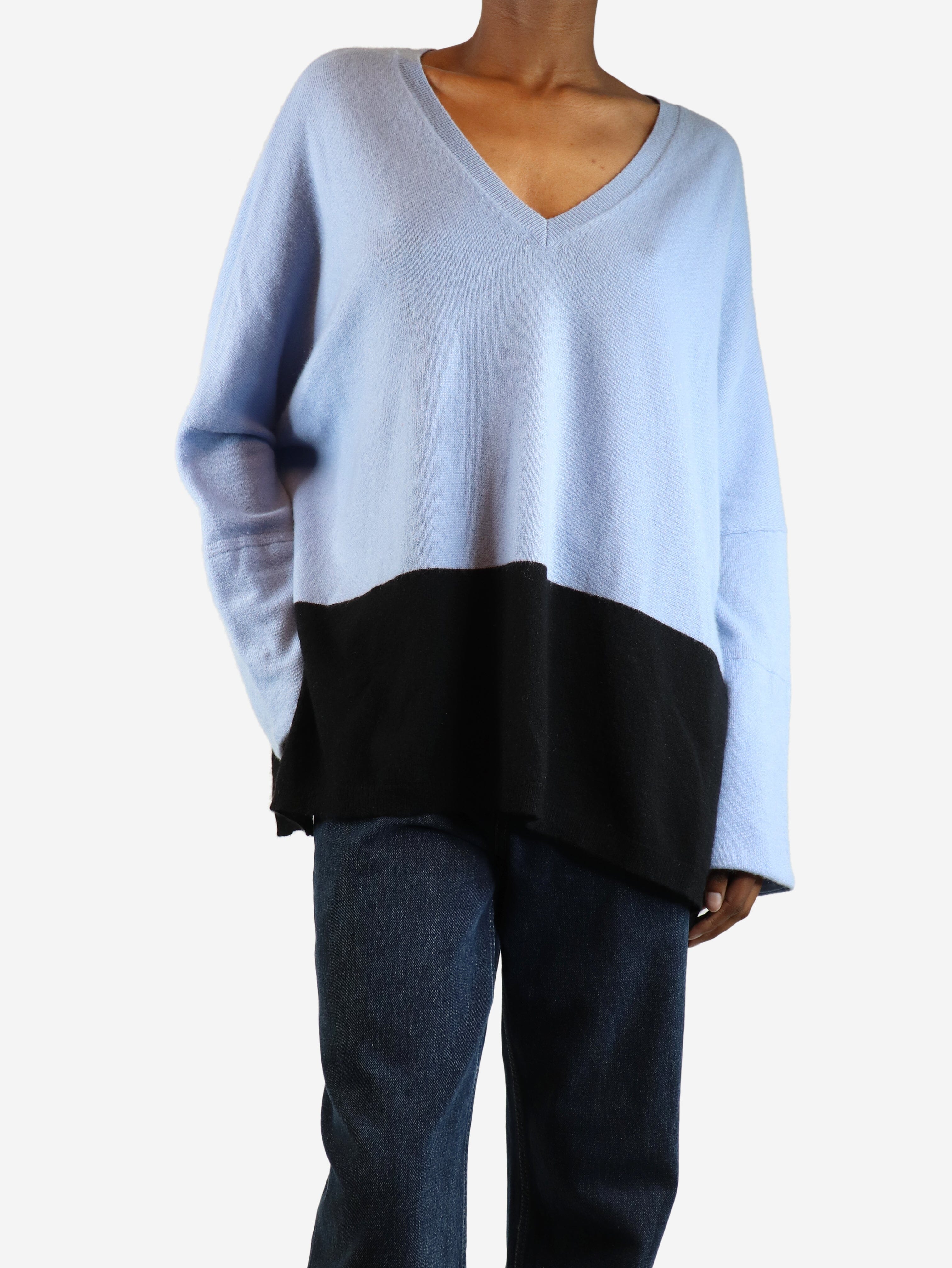 Amanda Wakeley Blue two-tone cashmere jumper - size XS Knitwear Amanda Wakeley 