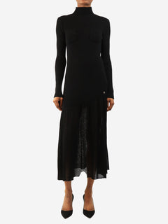 Black wool midi dress - size UK 6