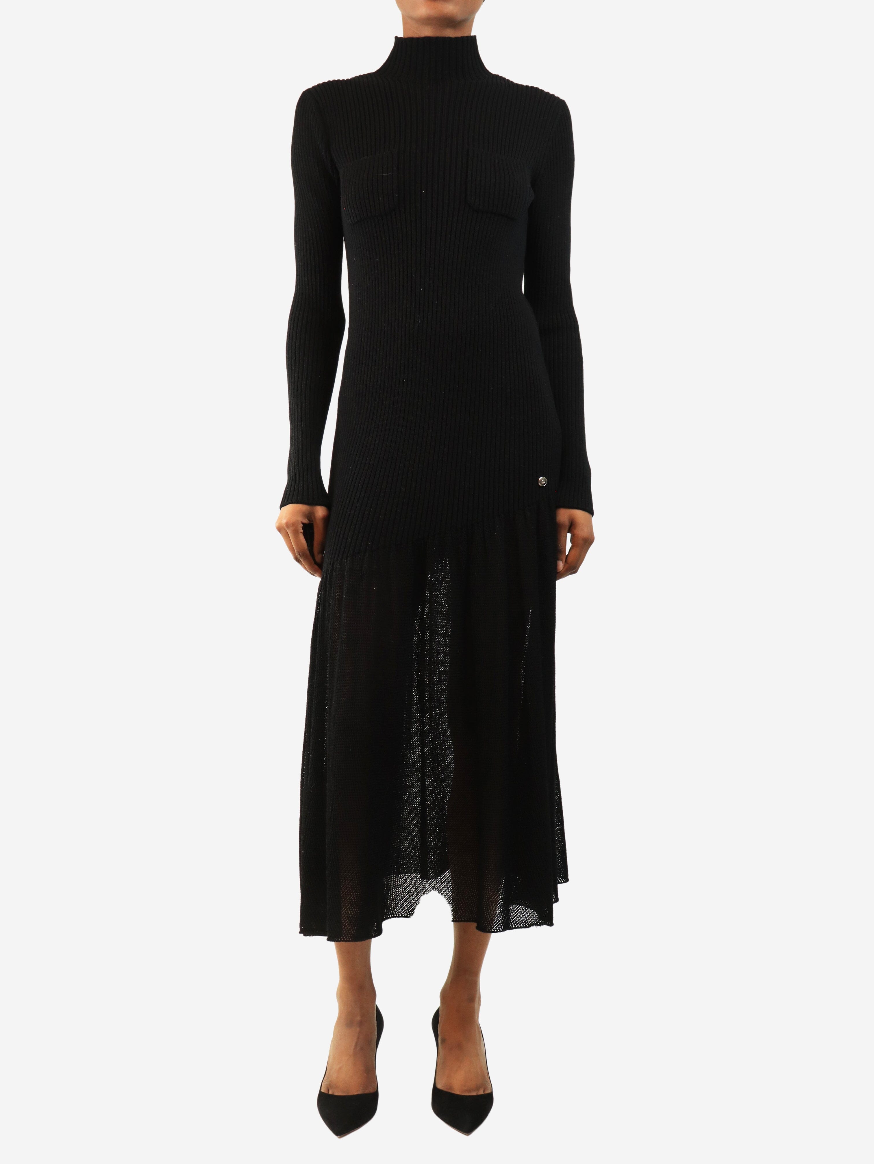 Black wool midi dress - size UK 6
