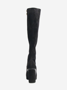 Chanel Black suede knee-high platform boots - size EU 38