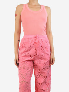 Kujten Pink ribbed knit tank top - size UK 8