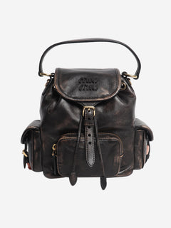 Coffee leather mini backpack Backpacks Miu Miu 