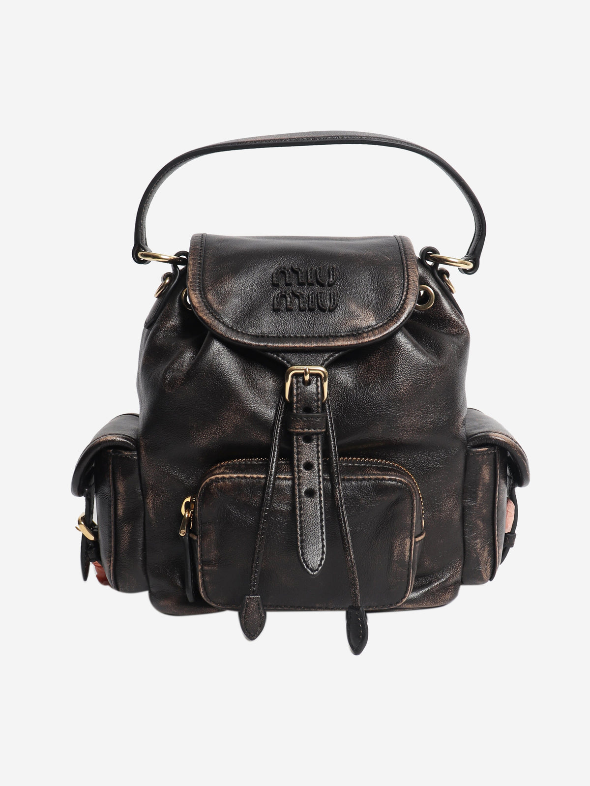Coffee leather mini backpack Backpacks Miu Miu 