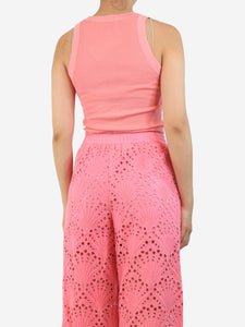 Kujten Pink ribbed knit tank top - size UK 8