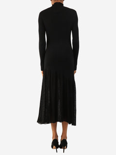 Black wool midi dress - size UK 6