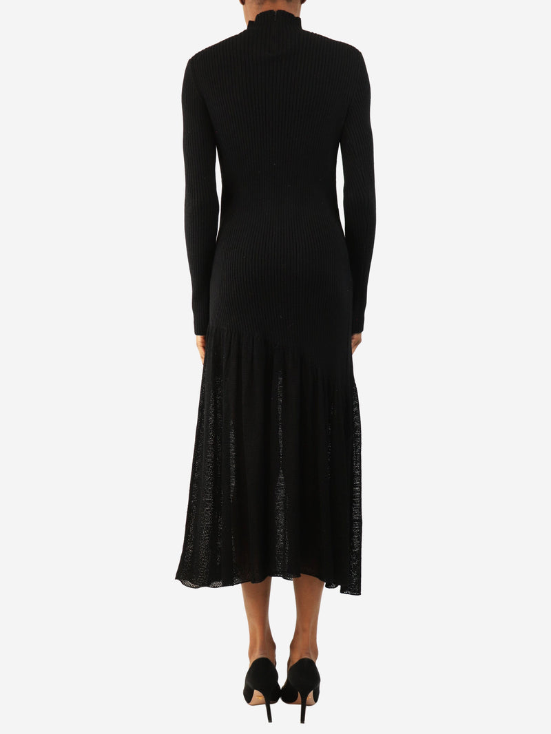 Black wool midi dress - size UK 6