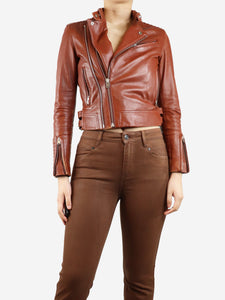 Iro Tan leather biker jacket - size UK 8